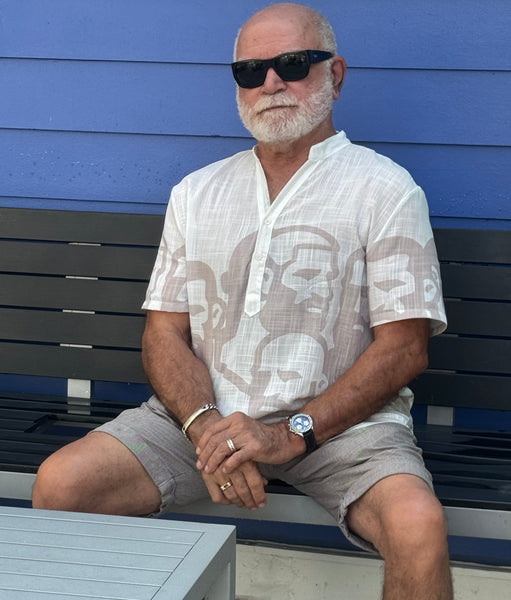 Crowded, All-Over Printed Henley Shirt