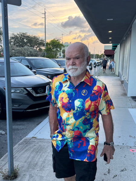 Beard Social, All-Over Printed Imitation Silk Short-Sleeved Shirt