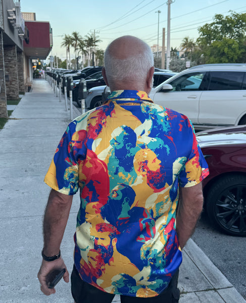 Beard Social, All-Over Printed Imitation Silk Short-Sleeved Shirt