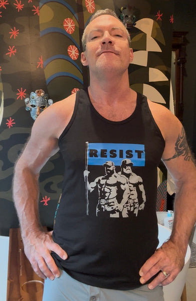 Resist, hand printed T-shirt and Tank Top
