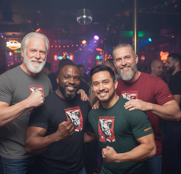 Santalicious, hand printed T-shirt and Tank Top.