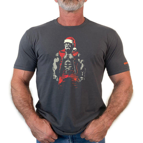 Leather Santa, hand printed T-shirt and Tank Top