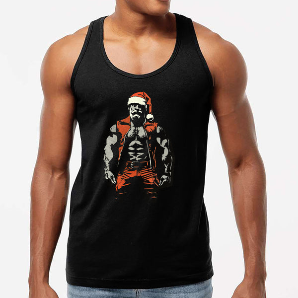 Leather Santa, hand printed T-shirt and Tank Top