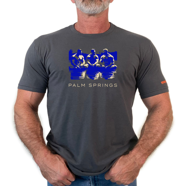 Palm Springs Dudes, hand printed T-shirt (colors)