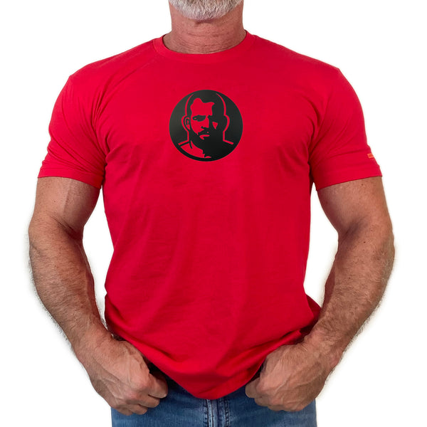 Icon, Rubber Patch on Red Tshirt