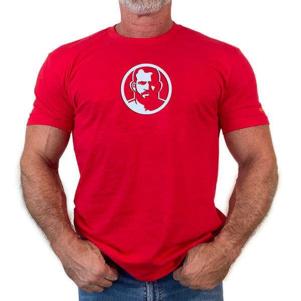 Icon, Rubber Patch on Red Tshirt