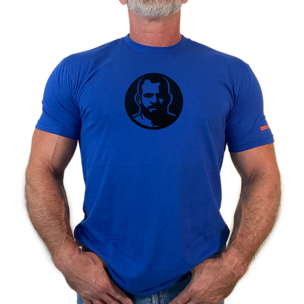 Icon, Rubber Patch on Royal Blue Tshirt