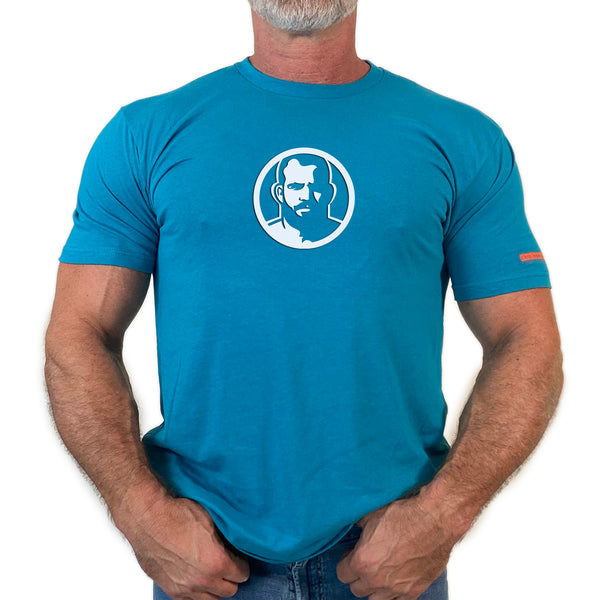 Icon, Rubber Patch on Teal Tshirt