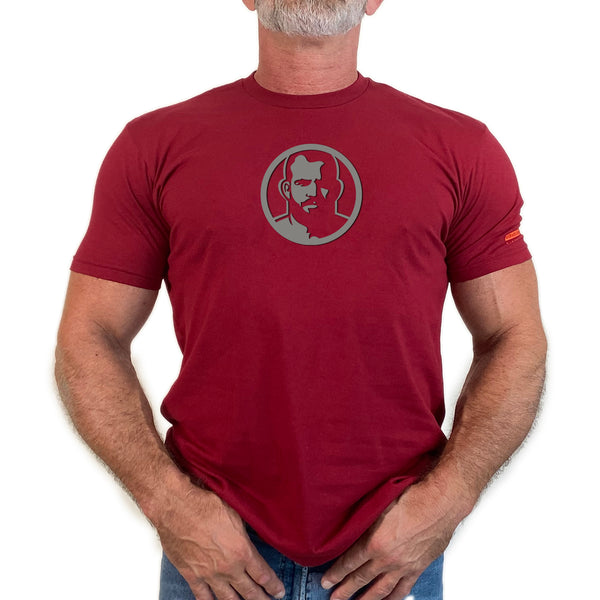 Icon, Rubber Patch on Wine Tshirt