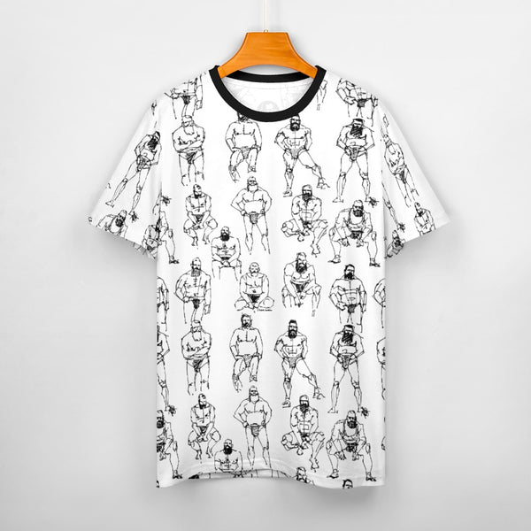 Doodled Men, All Over Printed Cotton T-shirt