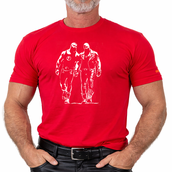 Two Men One Truth, hand printed T-shirt
