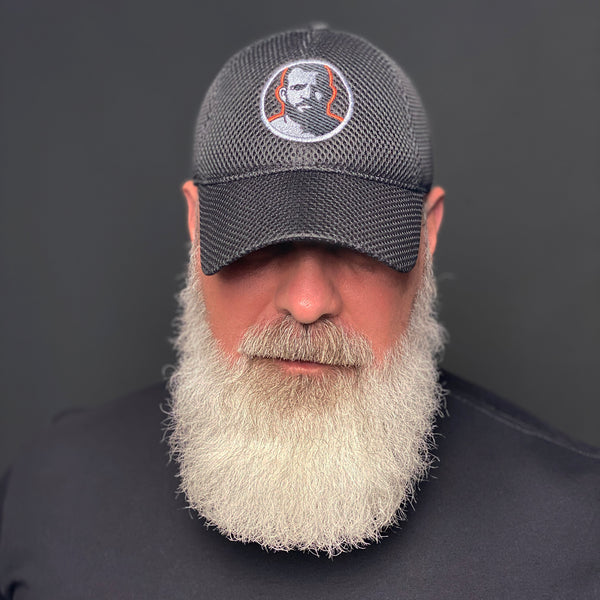 Man Icon embroidered on black light mesh baseball Cap