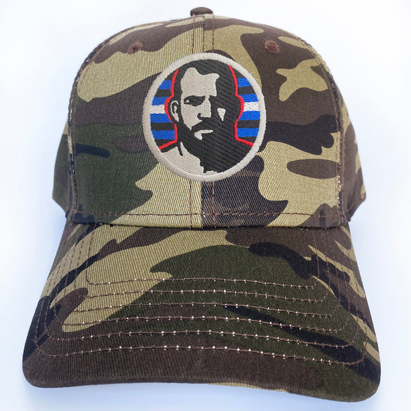 Man Icon Leather Flag Embroidered Cap