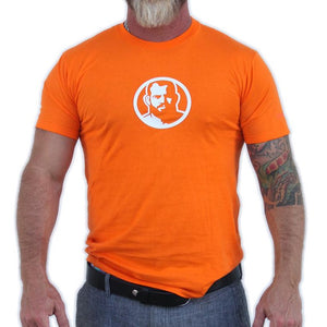 Rubber Man Icon Patch on Orange Tshirt & Tank Top
