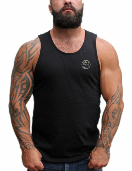 Rubber Man Icon Small Patch on Black Tshirt & Tank Top